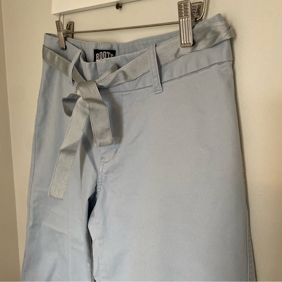 AUTHENTIC Roots Baby Blue Tie Waist Capri Pants Sz 6 - Picture 5 of 7